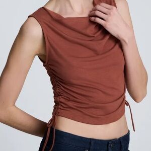 Kenneth Cole Ruched Sleeveless Top in Russet